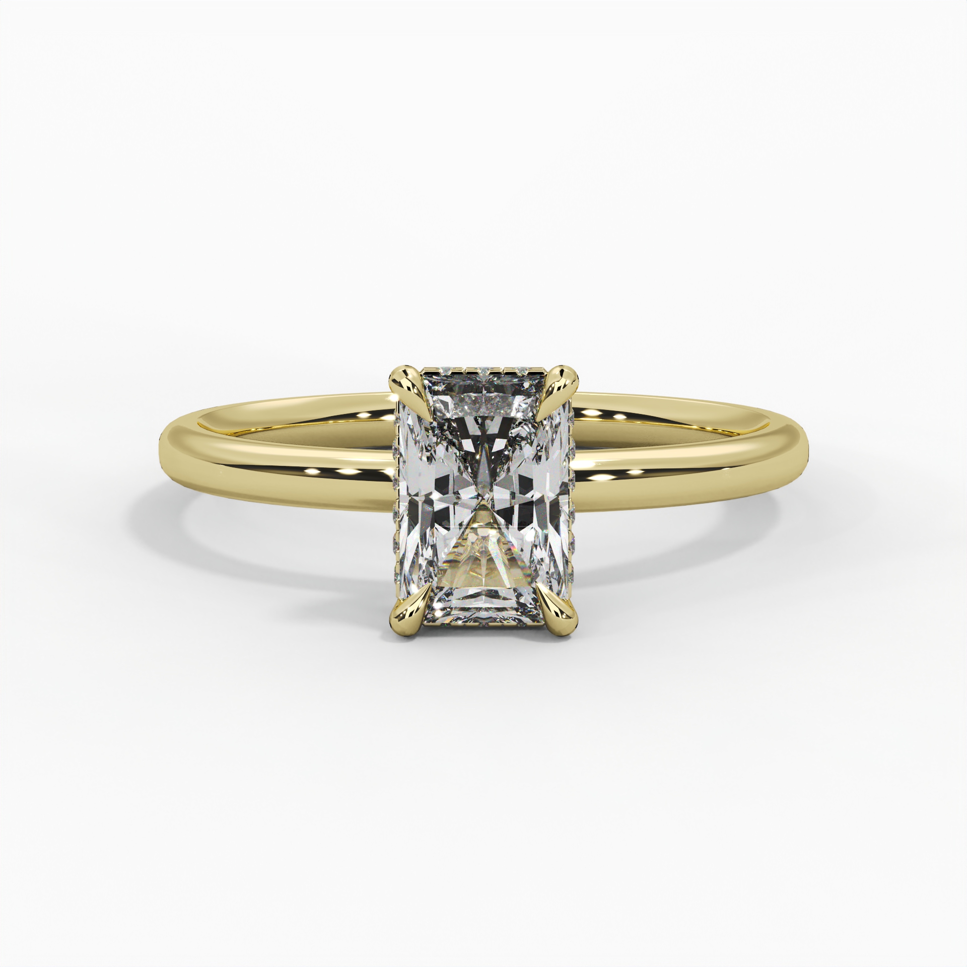Emerald Cut Hidden Halo Engagement Ring