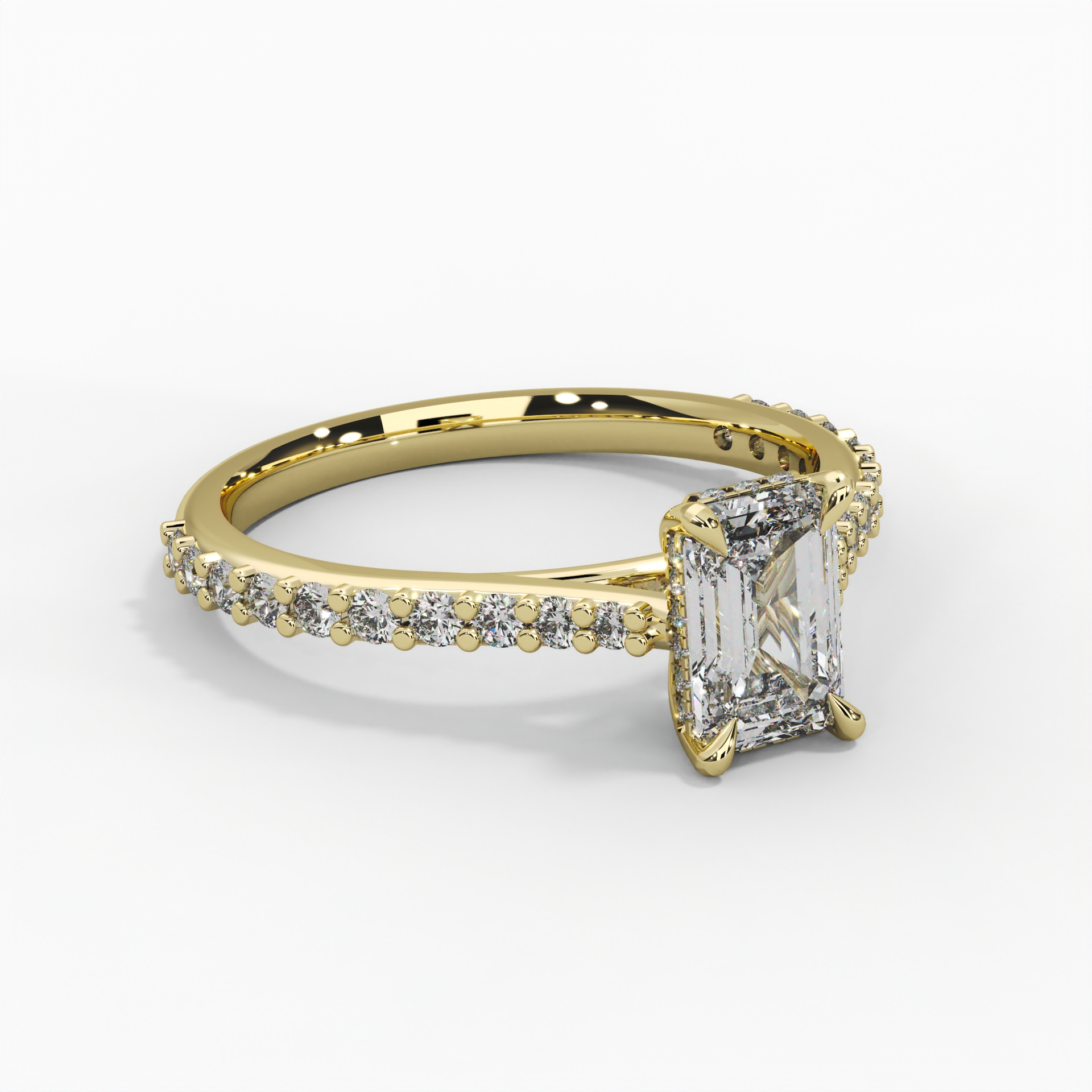 Emerald Cut Cathedral Pavé Engagement Ring thumbnail 4