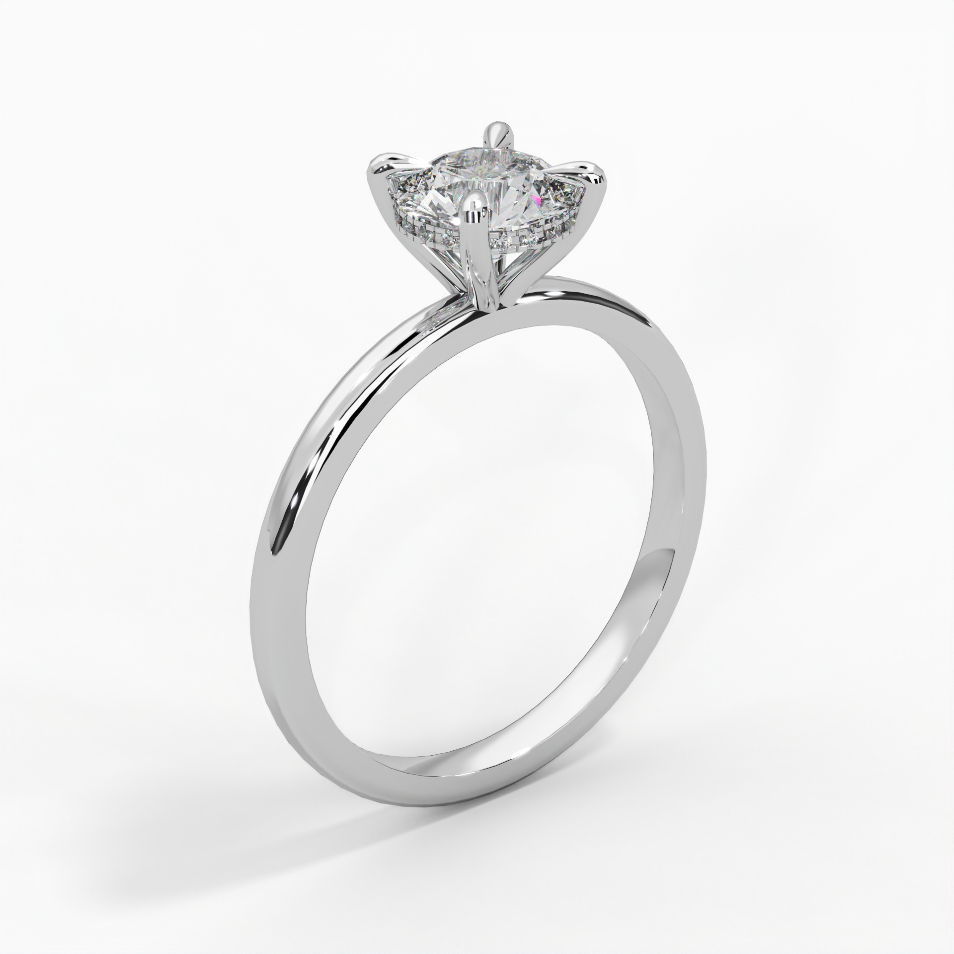 Round Hidden Halo Engagement Ring thumbnail 5