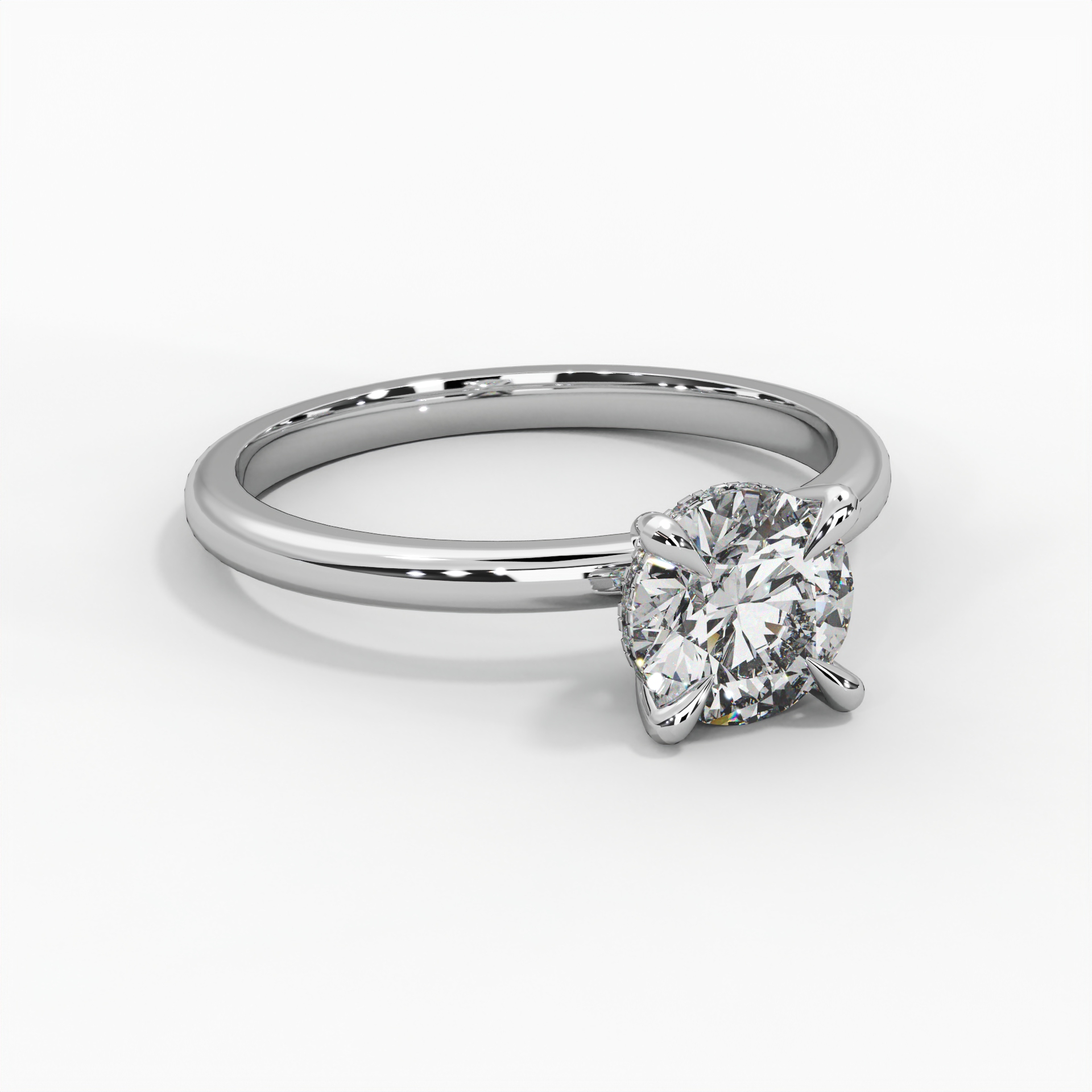 Round Hidden Halo Engagement Ring thumbnail 3