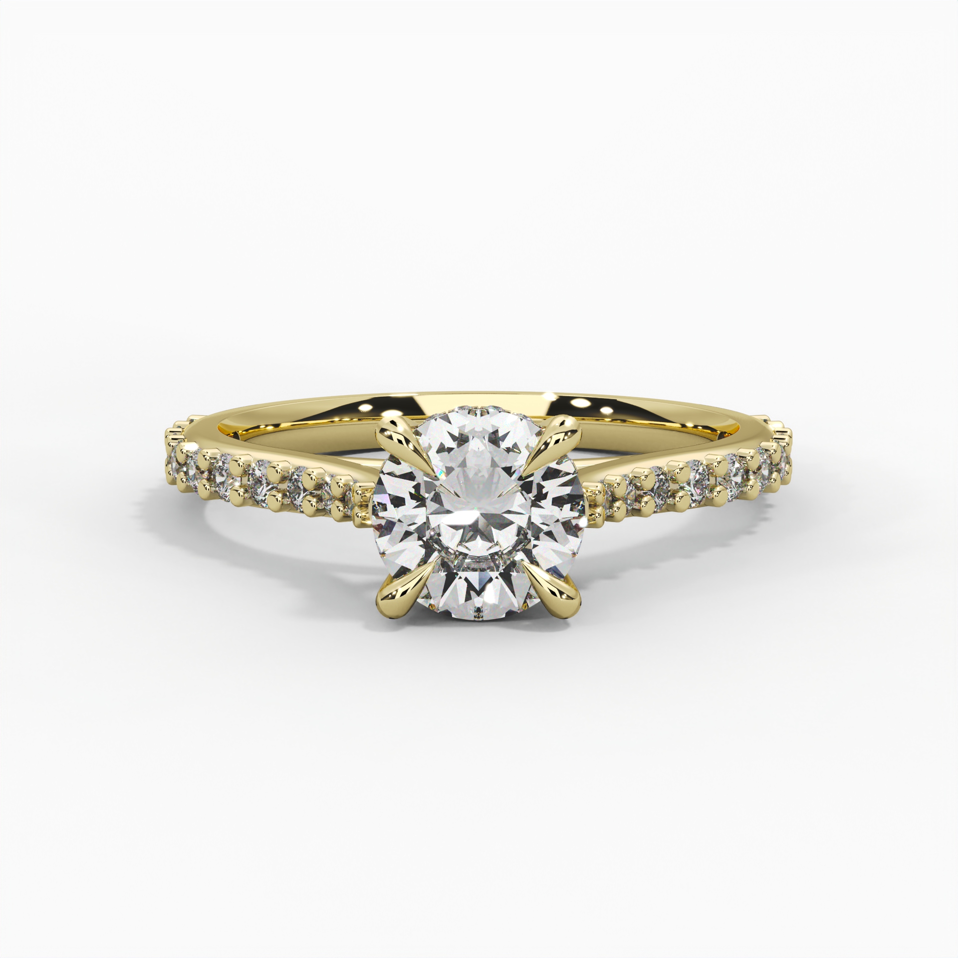 Round Hidden Halo Pavé Engagement Ring