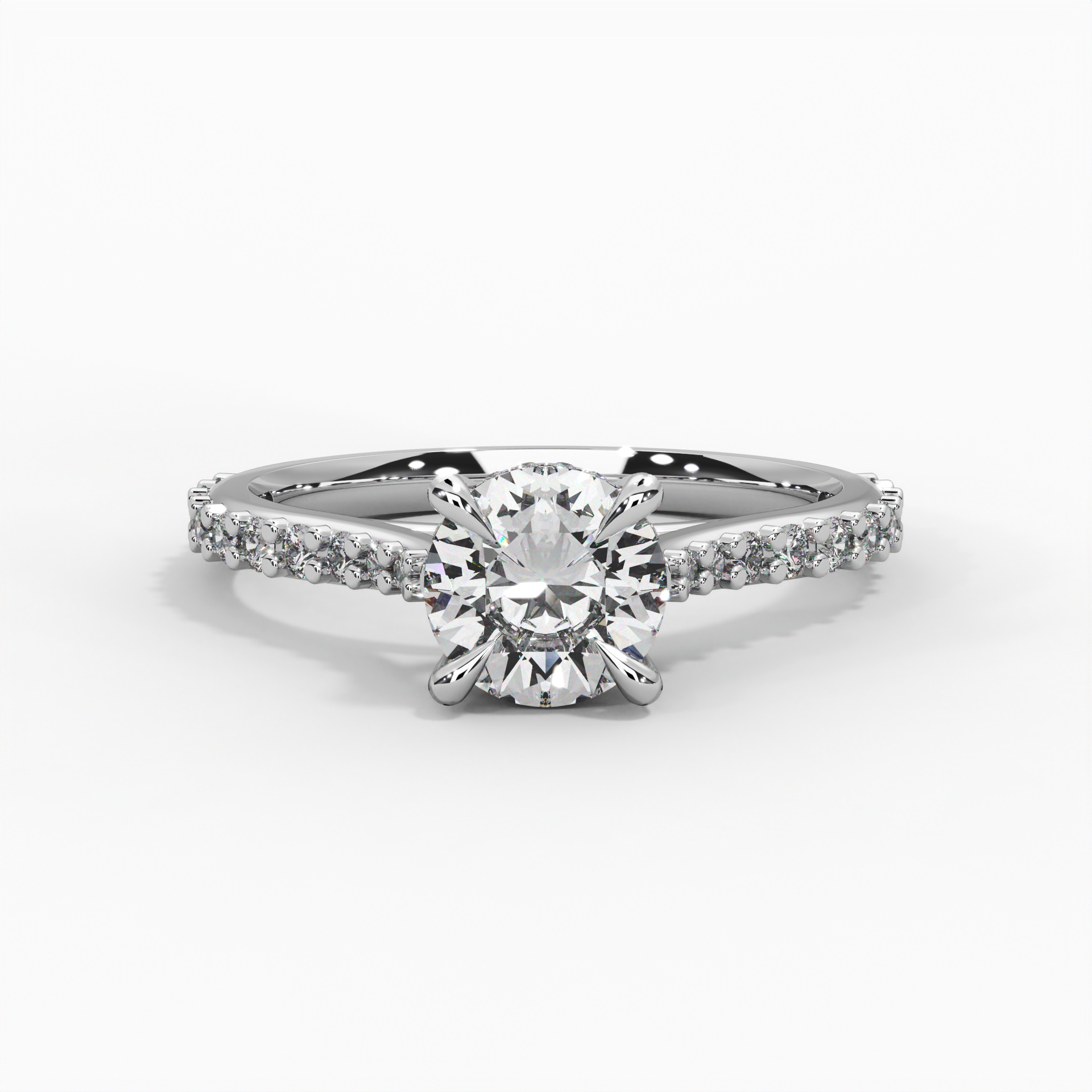 Round Hidden Halo Pavé Engagement Ring thumbnail 2