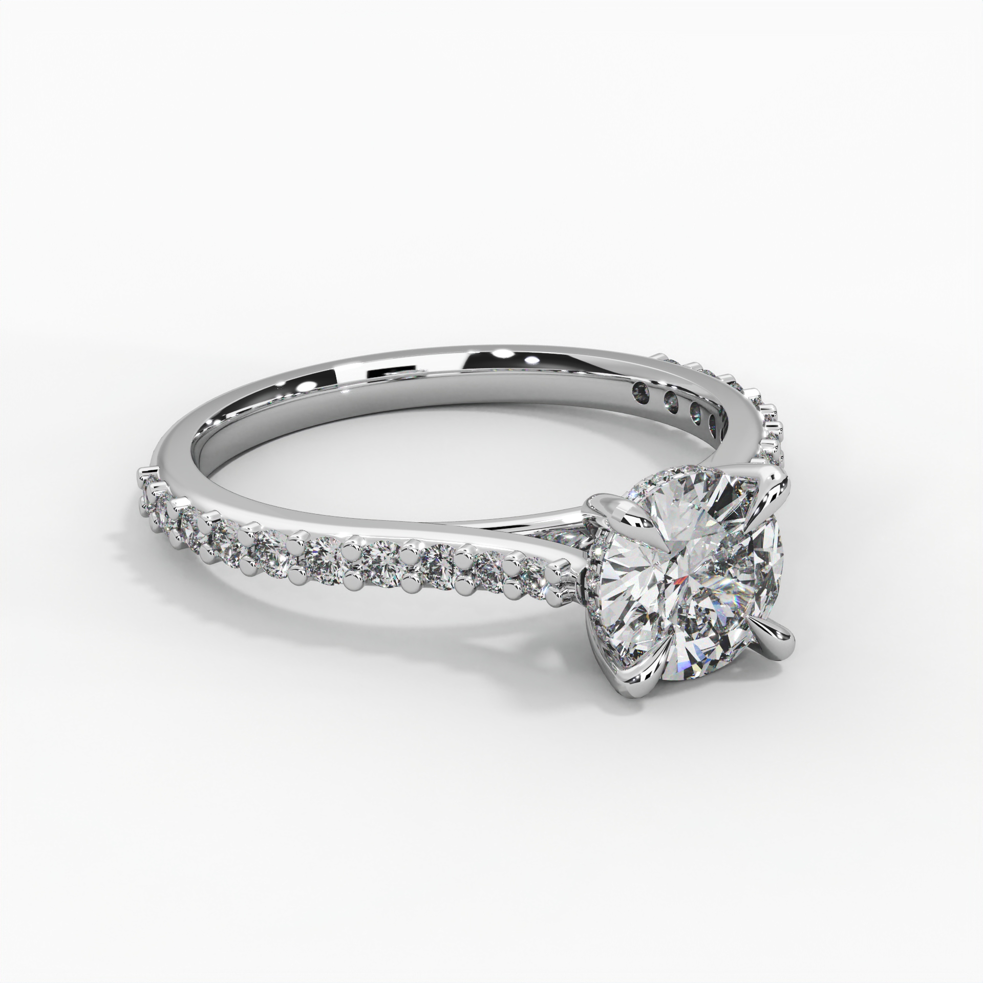 Round Hidden Halo Pavé Engagement Ring thumbnail 3