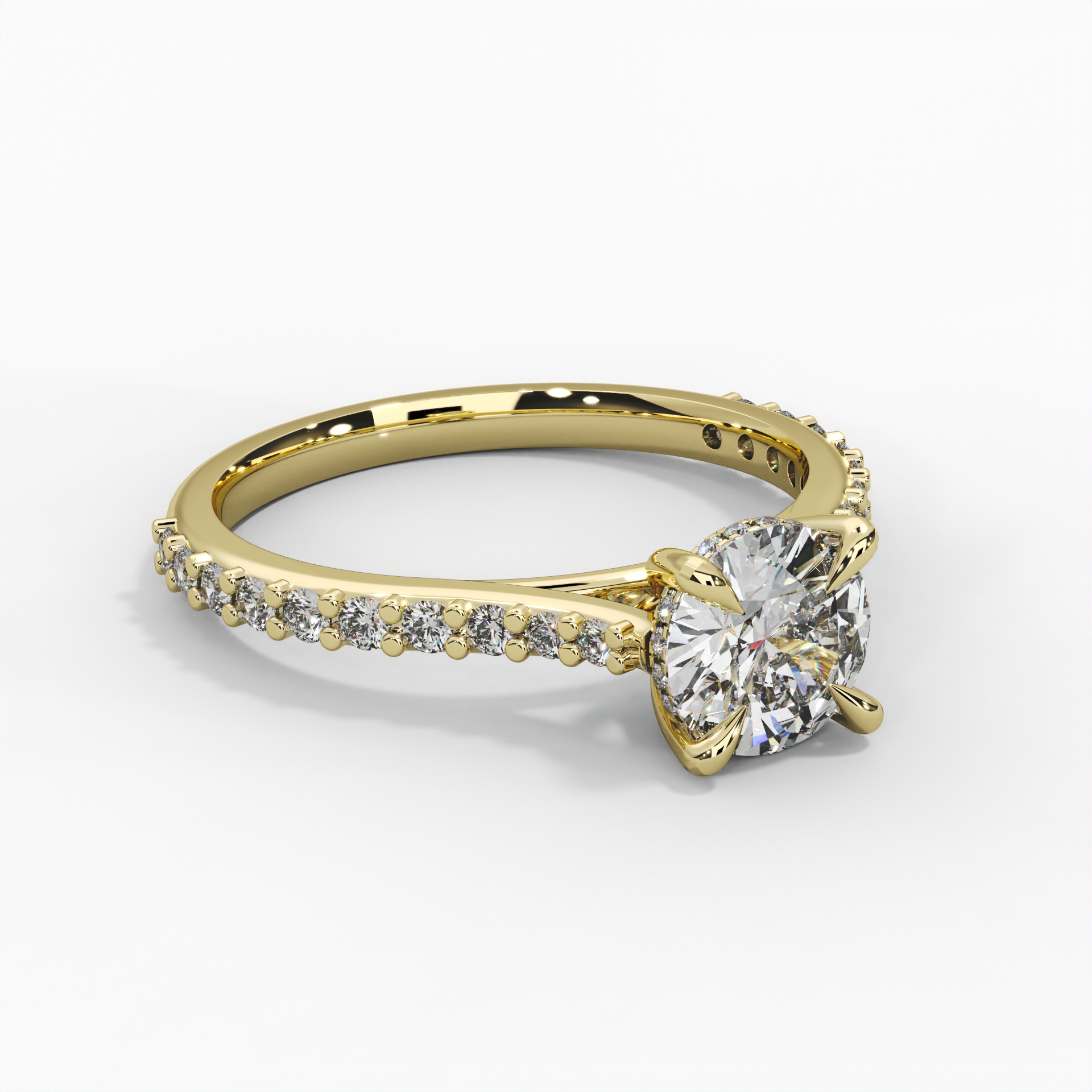 Round Hidden Halo Pavé Engagement Ring thumbnail 4