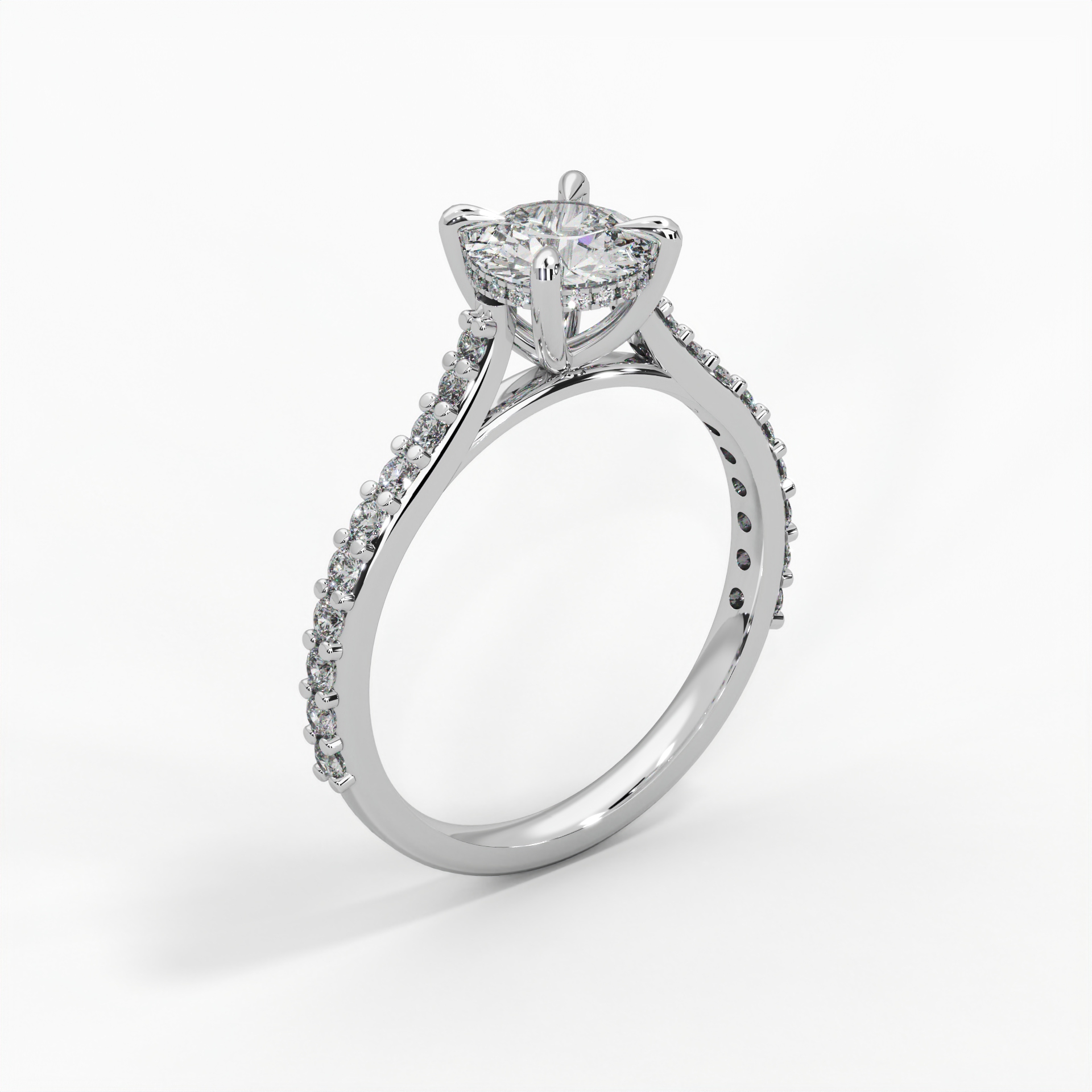 Round Hidden Halo Pavé Engagement Ring thumbnail 5