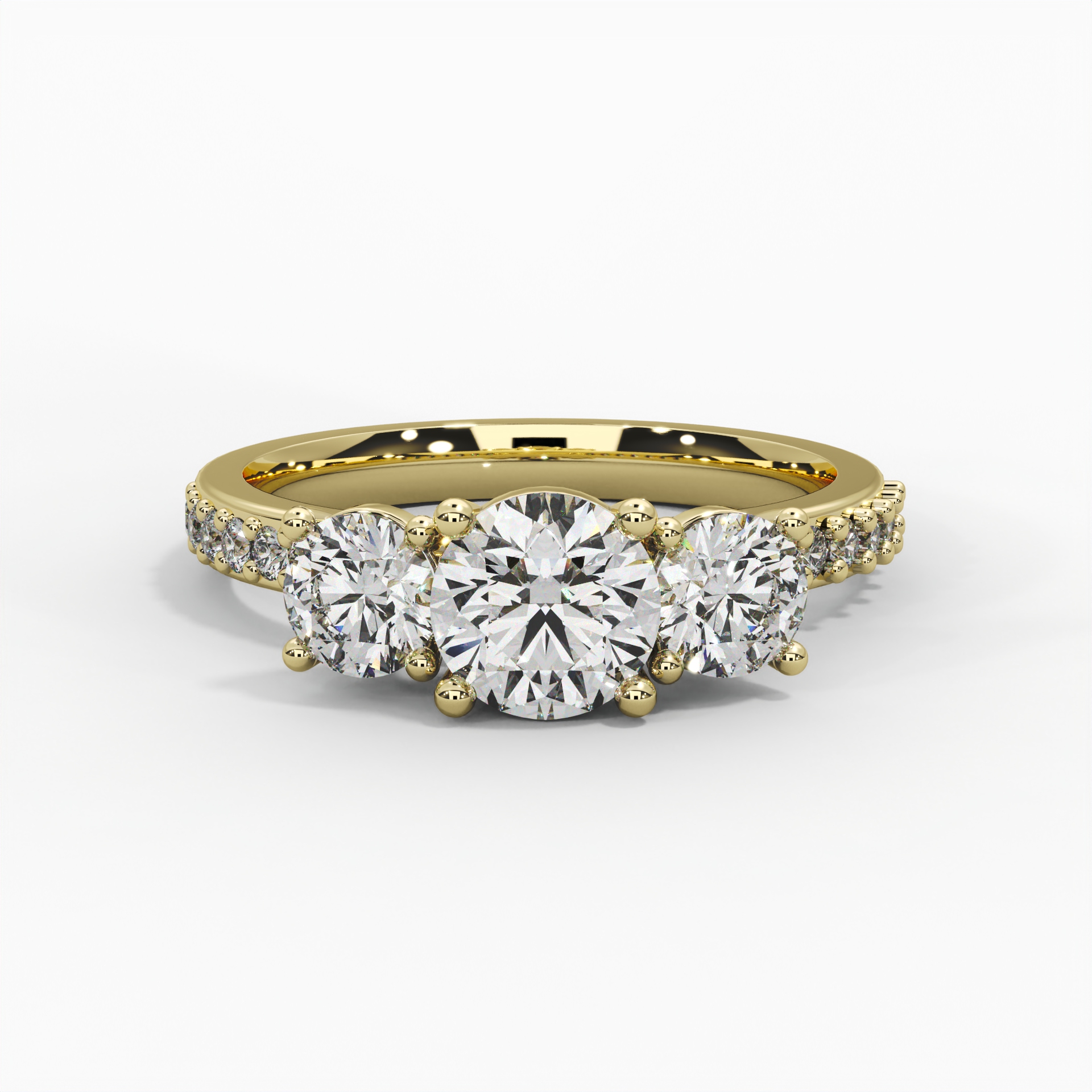 Round Trilogy Pavé Engagement Ring