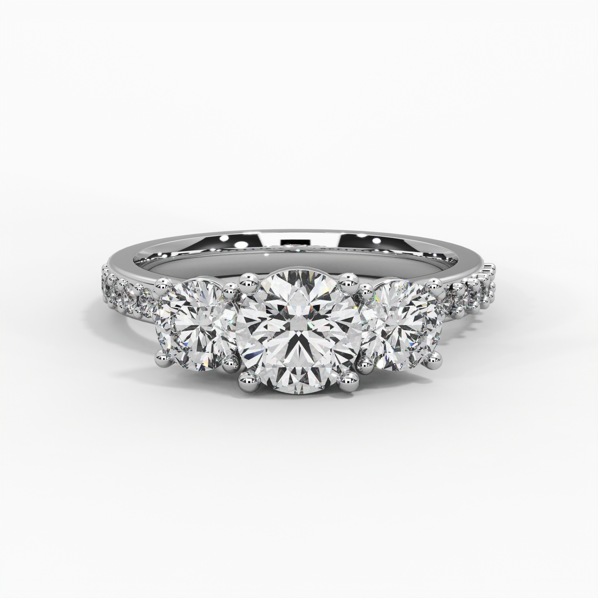 Round Trilogy Pavé Engagement Ring thumbnail 2