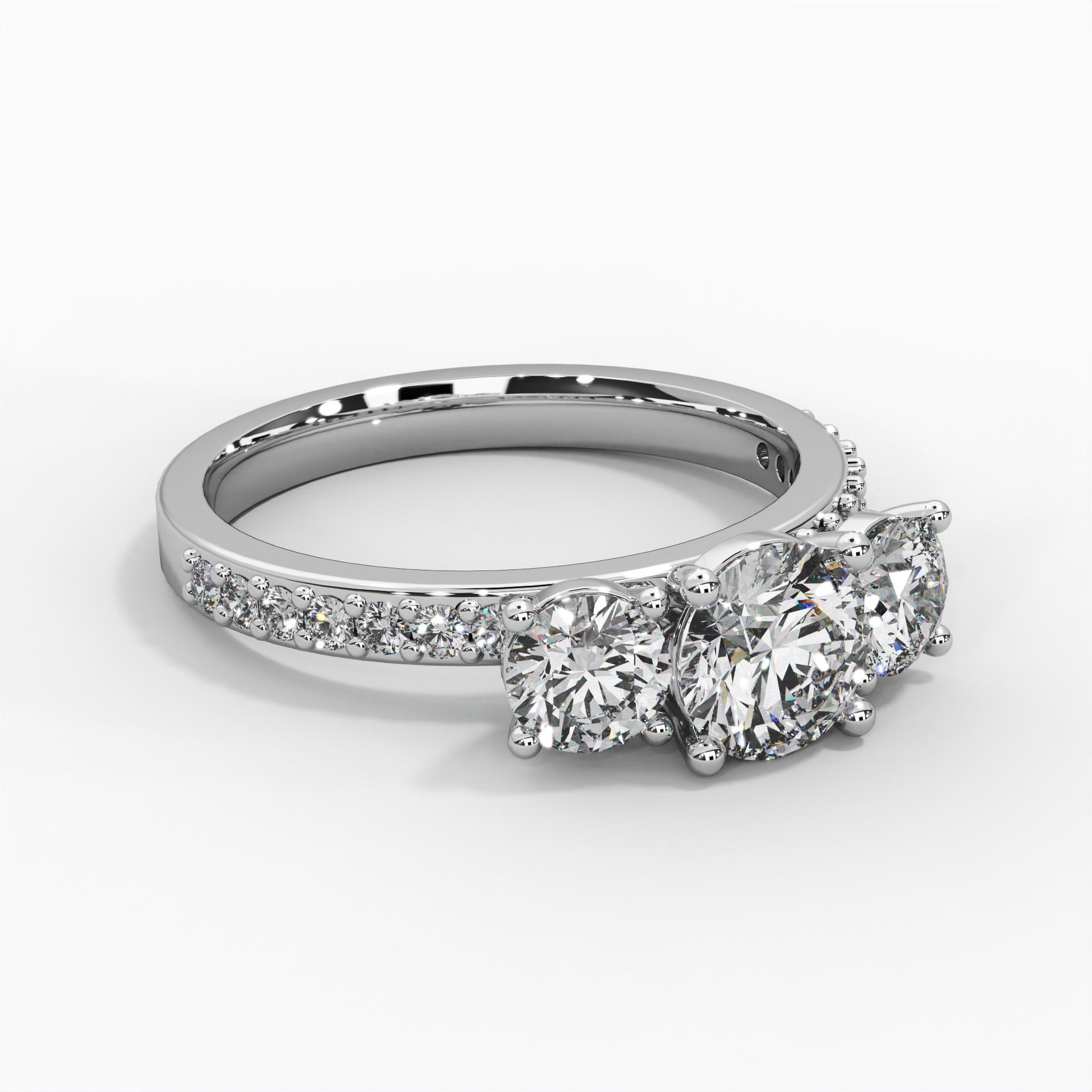 Round Trilogy Pavé Engagement Ring thumbnail 3