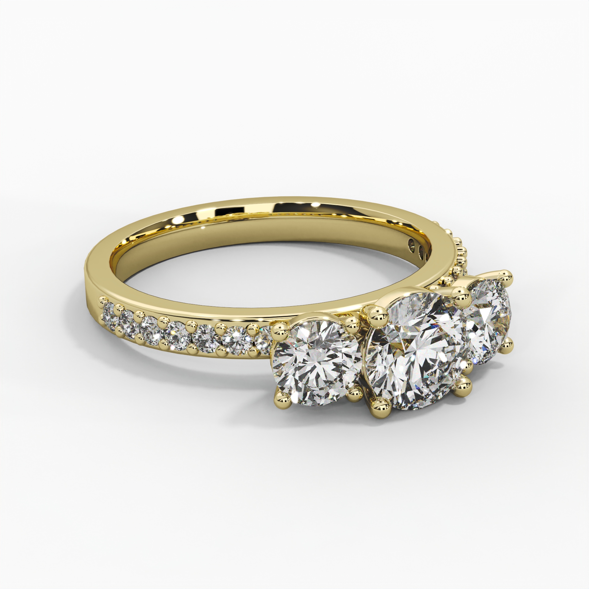 Round Trilogy Pavé Engagement Ring thumbnail 4