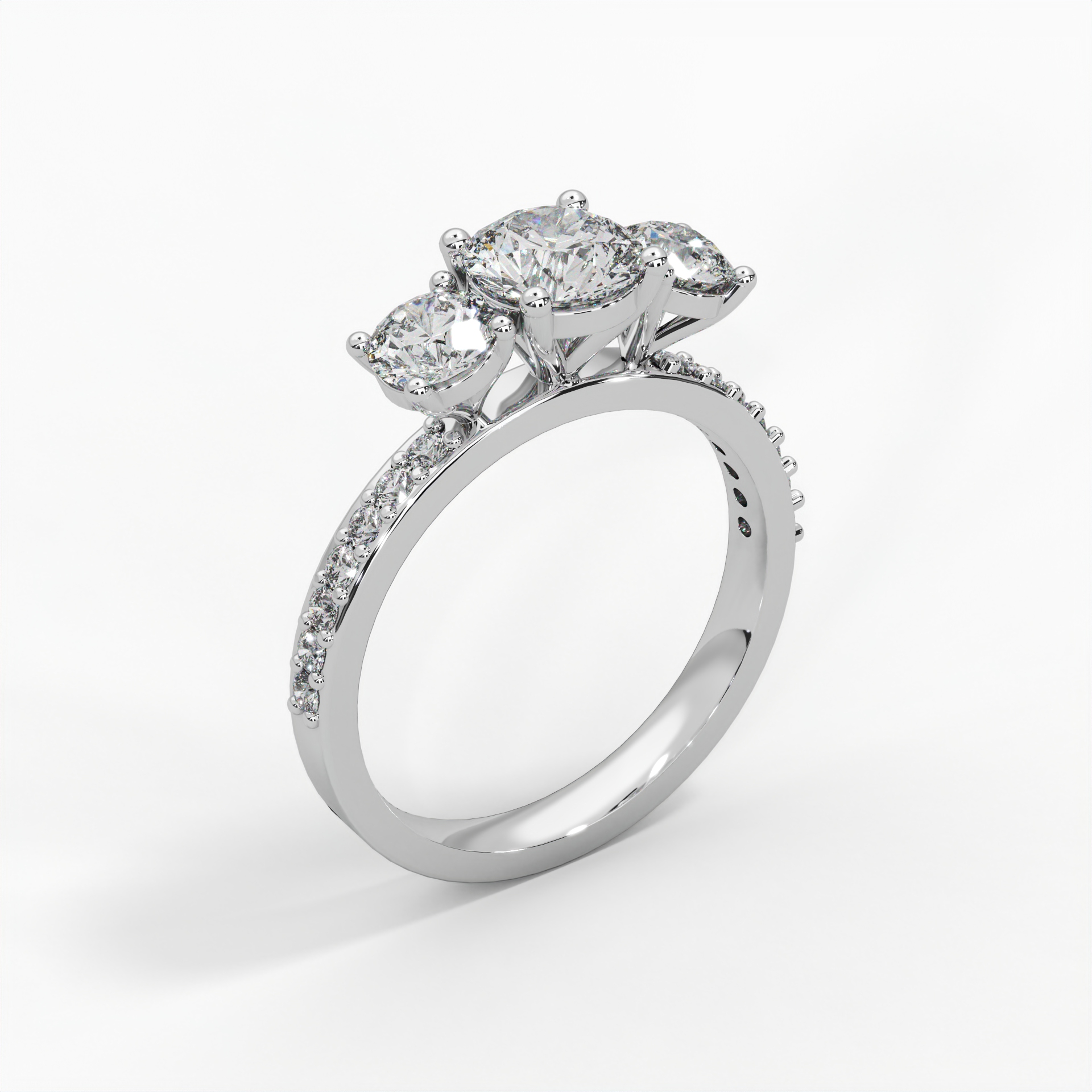 Round Trilogy Pavé Engagement Ring thumbnail 5