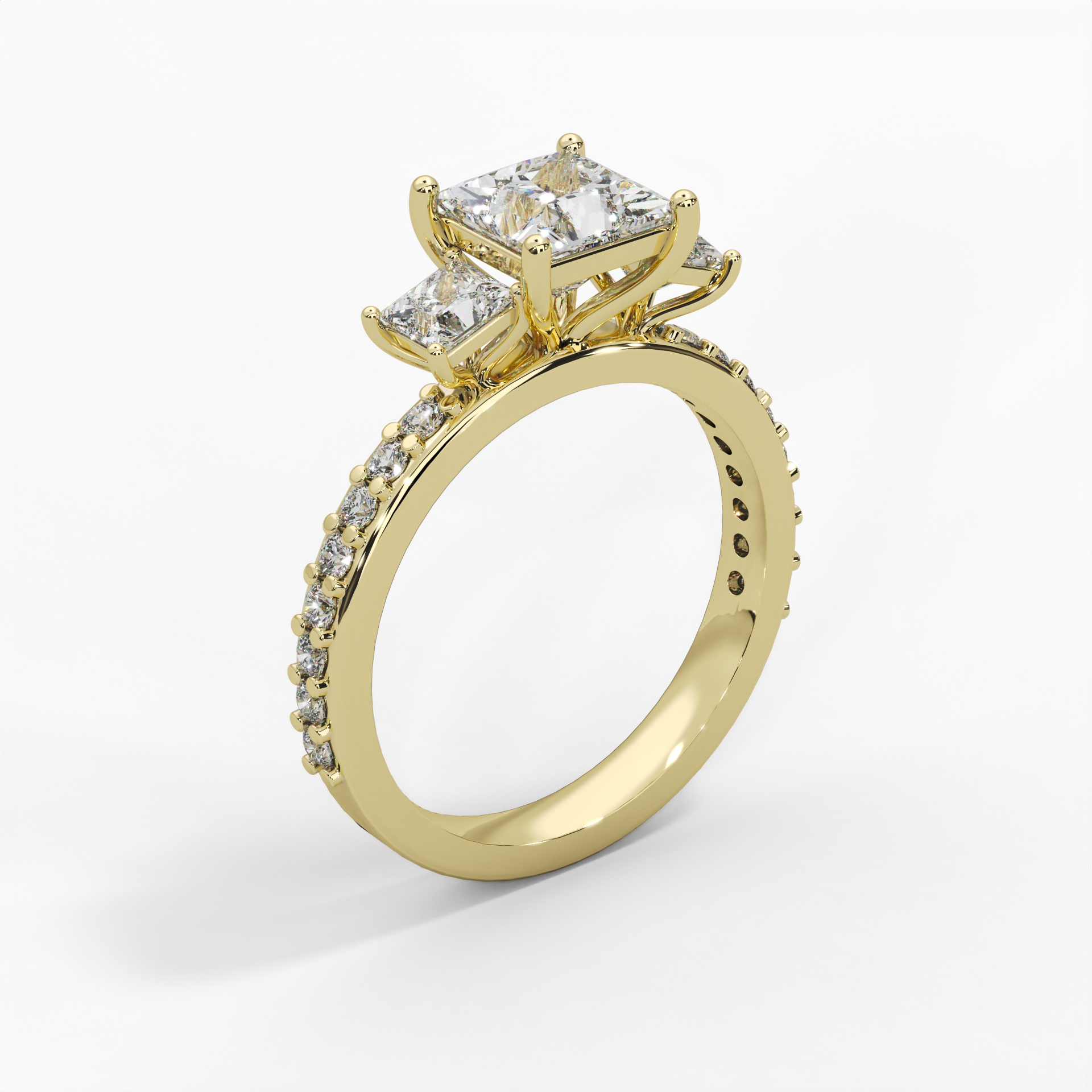 Princess Cut Lab Diamond Three Stone Engagement Ring thumbnail 6