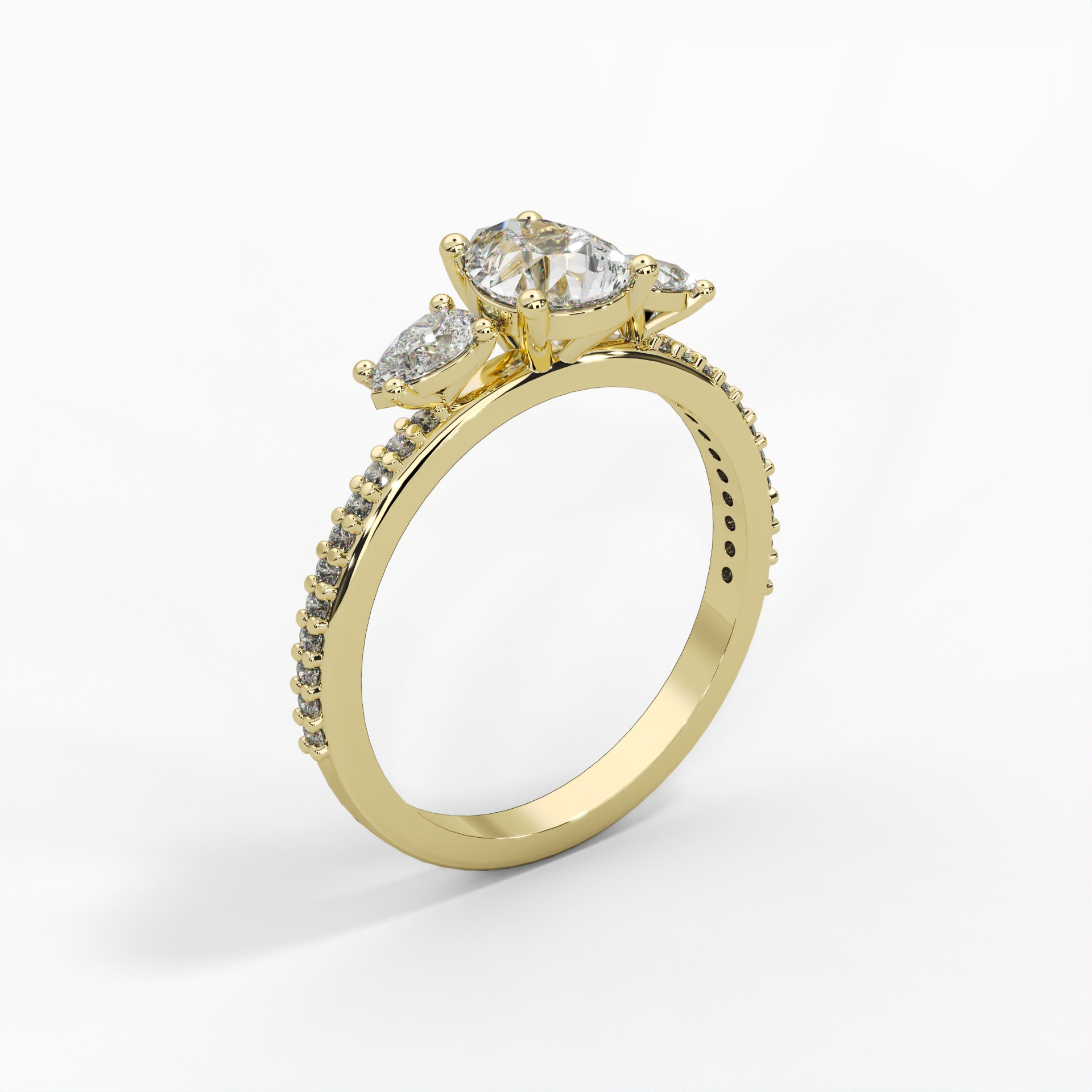 Pear Trilogy Pavé Engagement Ring thumbnail 6