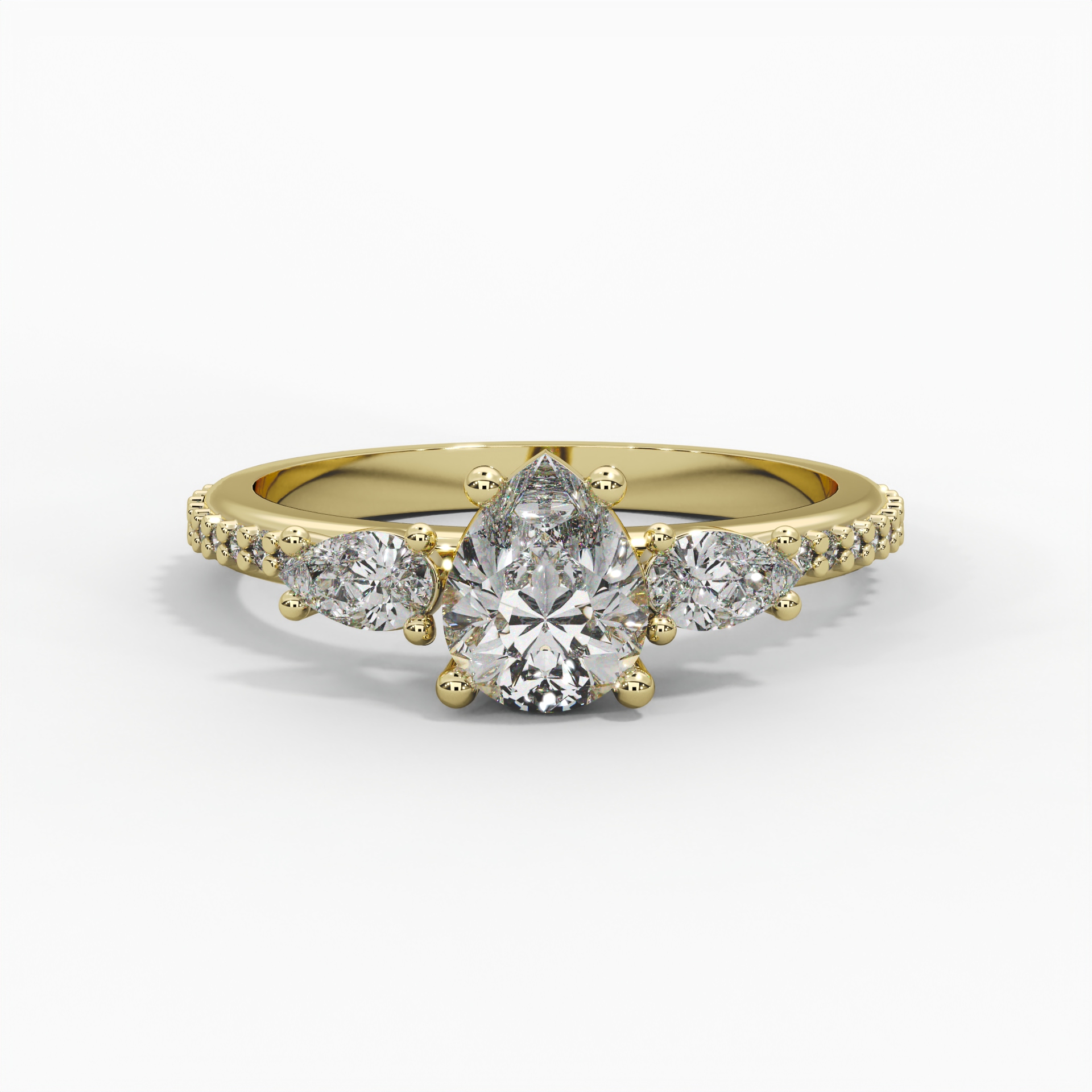 Pear Trilogy Pavé Engagement Ring