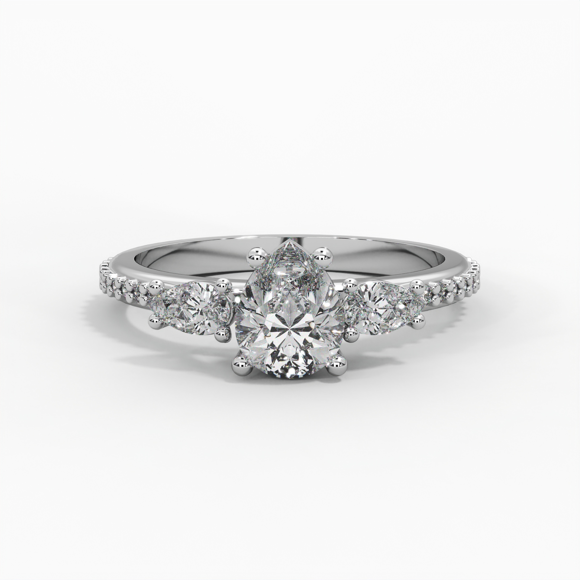 Pear Trilogy Pavé Engagement Ring thumbnail 2