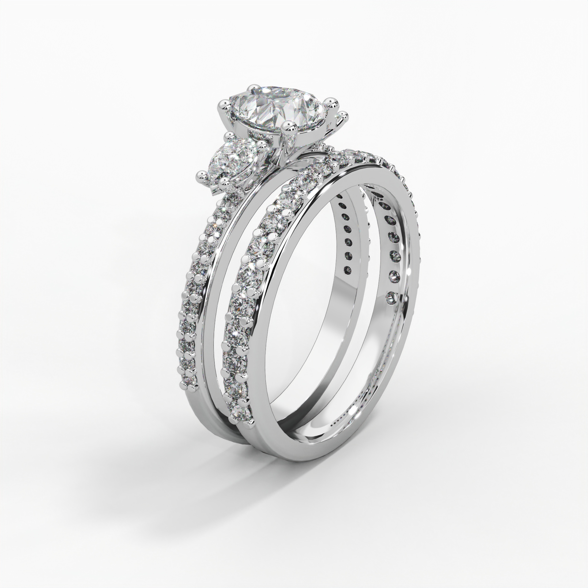 Pear Trilogy Pavé Engagement Ring thumbnail 7
