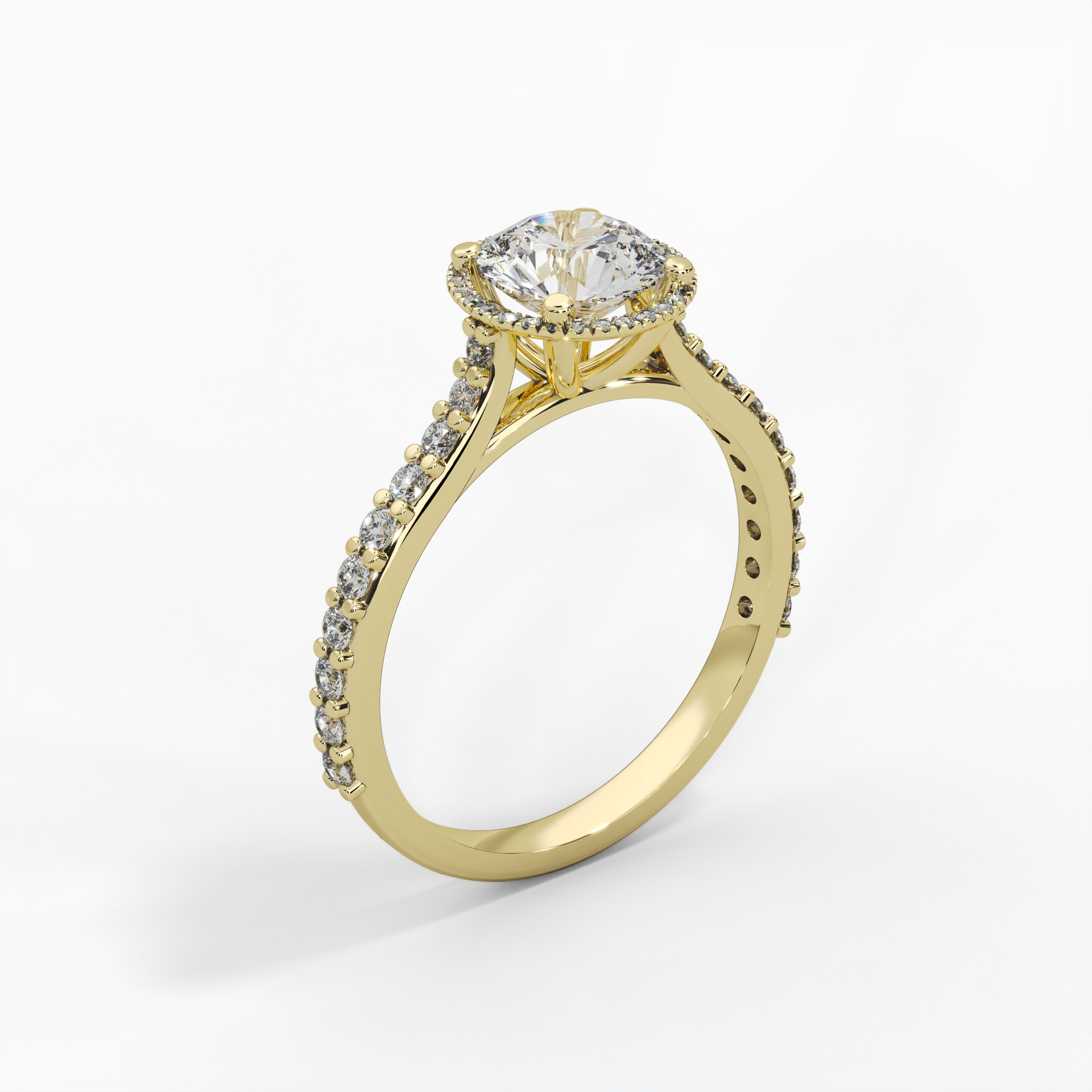 Round Cathedral Halo Pavé Engagement Ring thumbnail 6