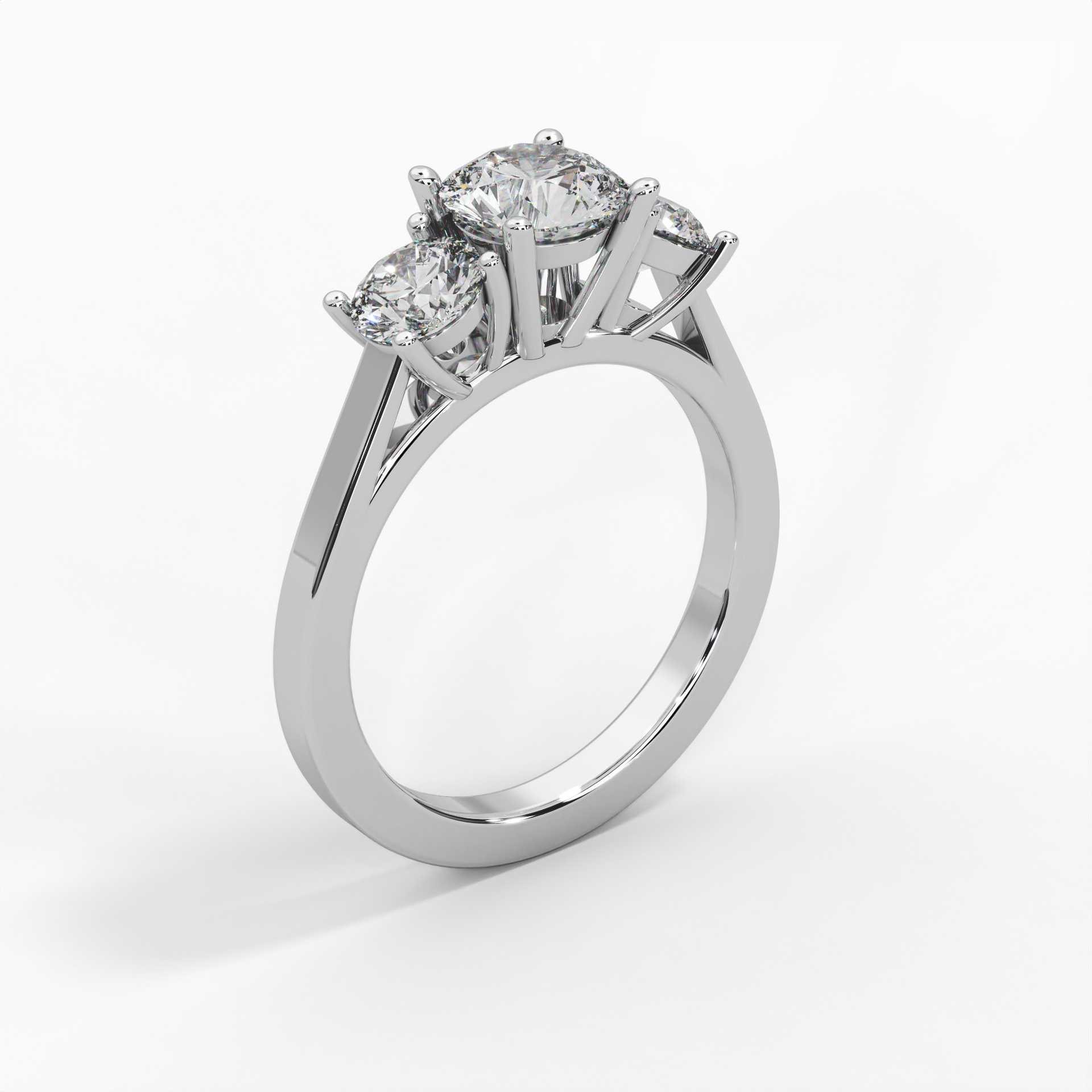 Round Cathedral Trilogy Engagement Ring thumbnail 6