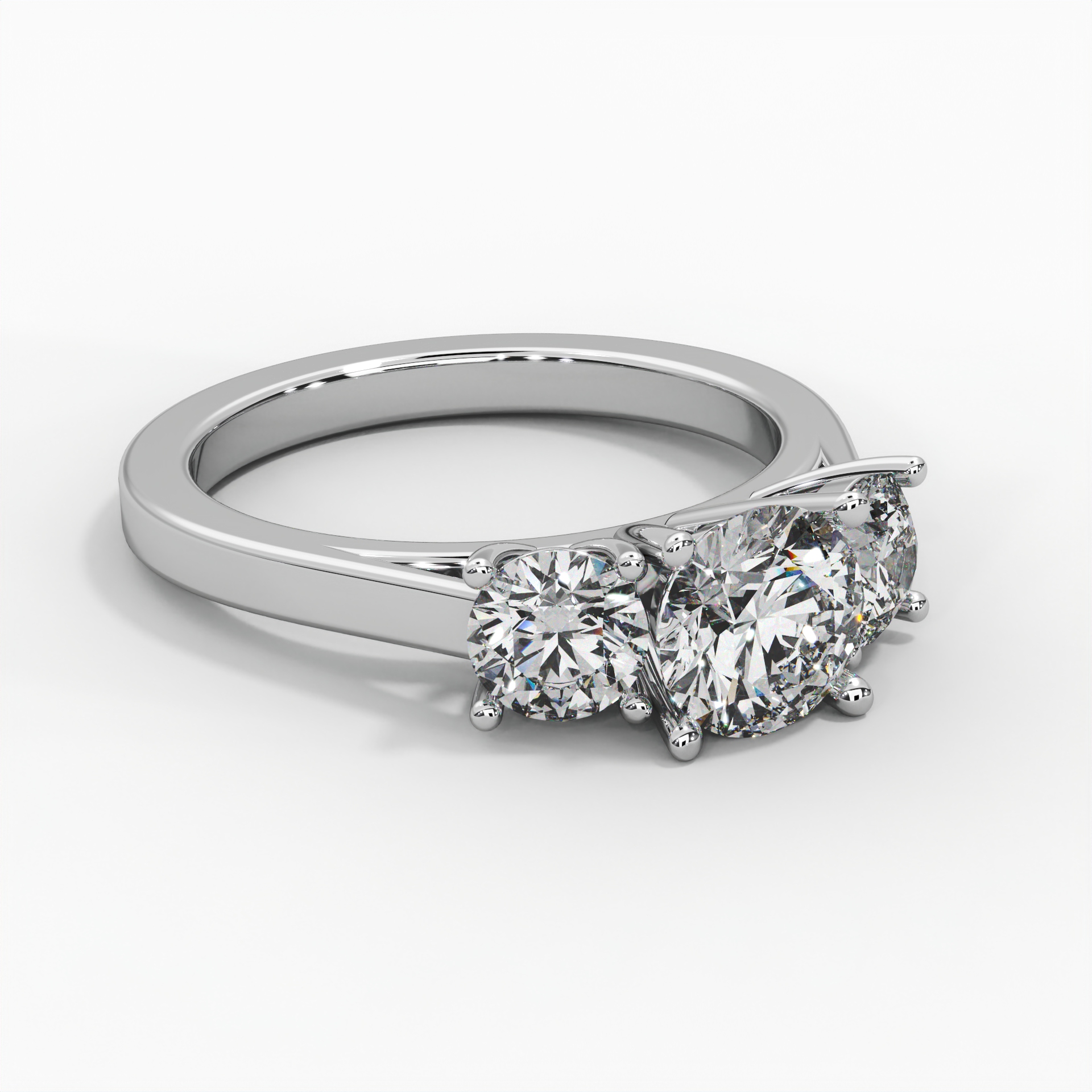 Round Cathedral Trilogy Engagement Ring thumbnail 4