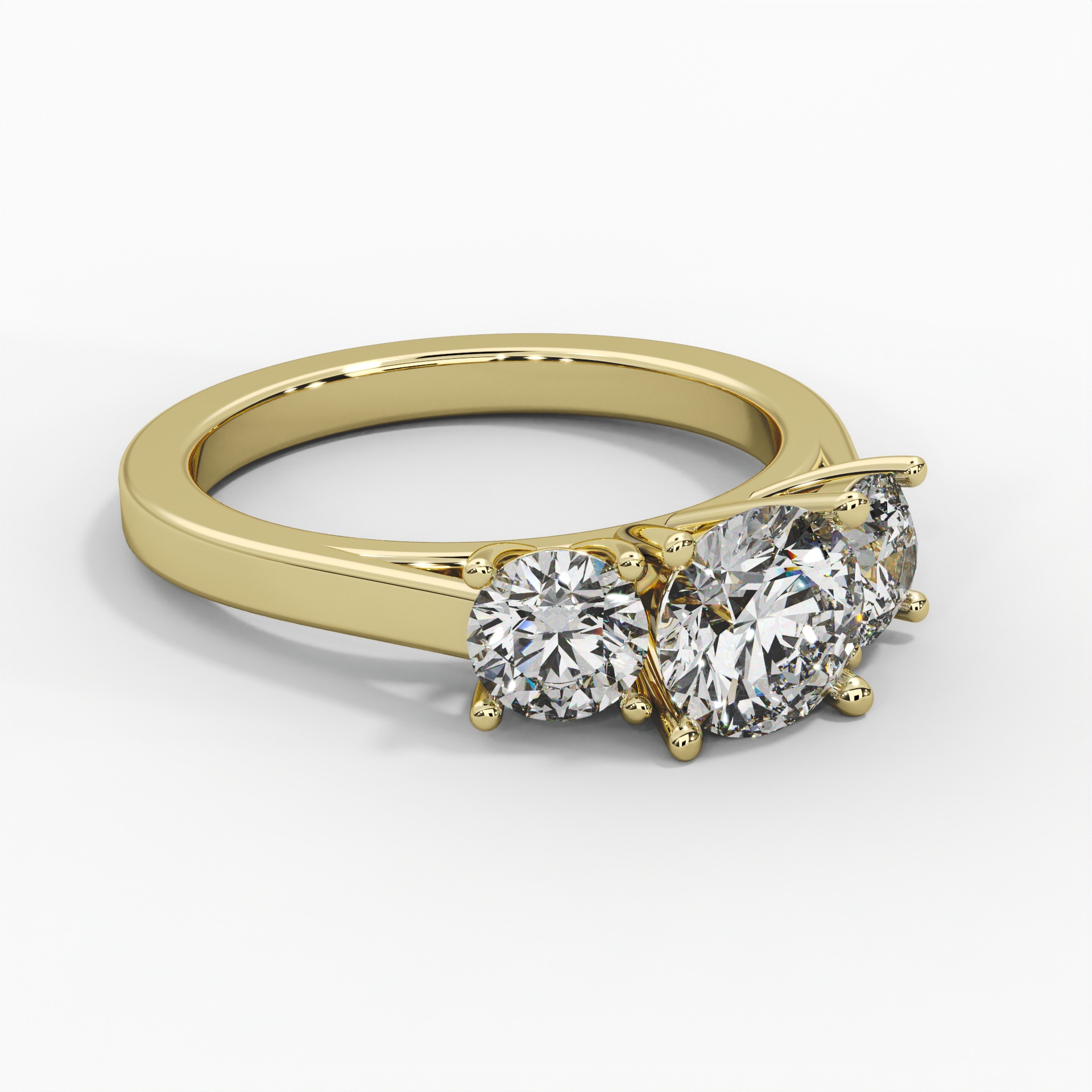 Round Cathedral Trilogy Engagement Ring thumbnail 5