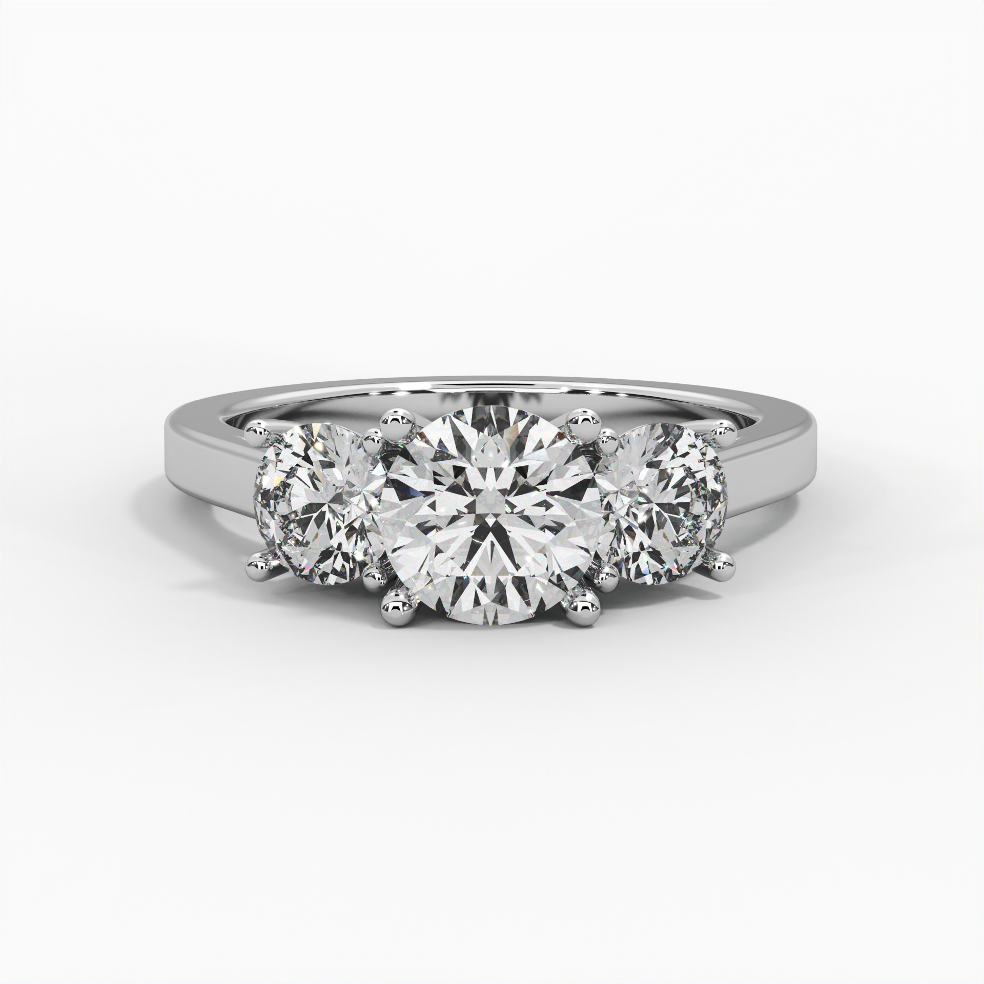 Round Cathedral Trilogy Engagement Ring thumbnail 2