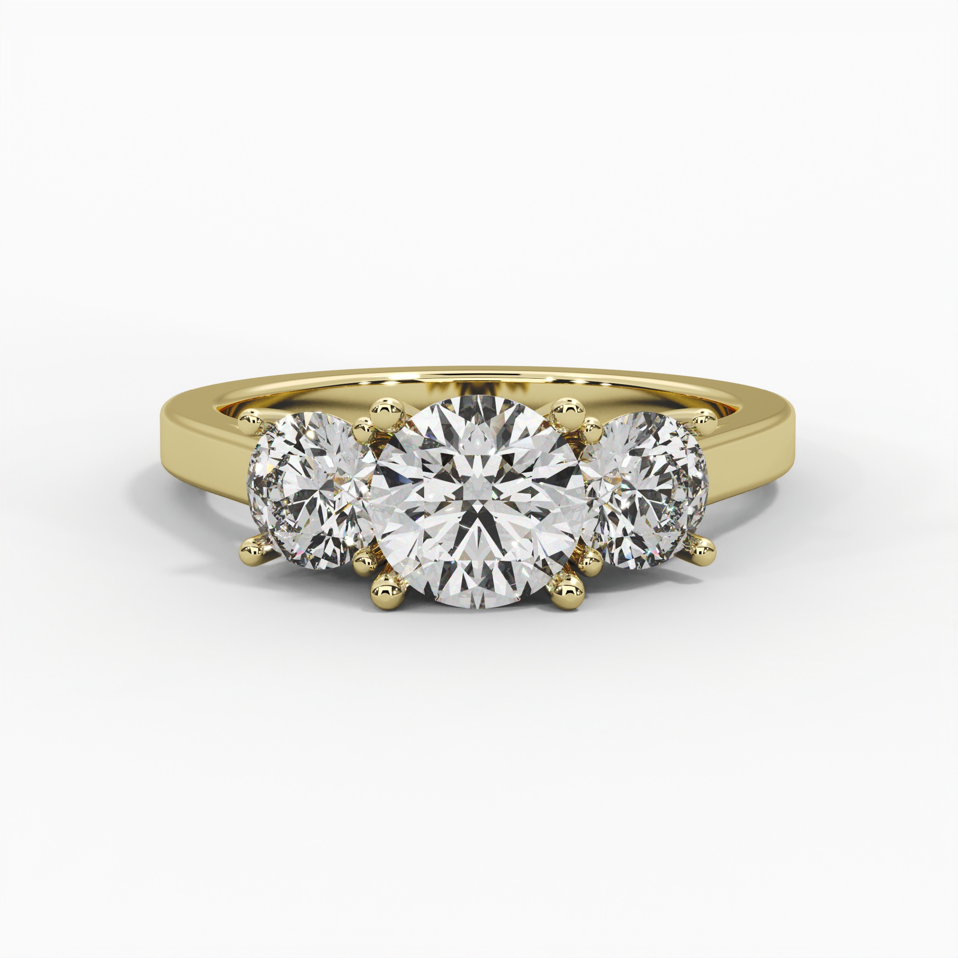 Round Cathedral Trilogy Engagement Ring