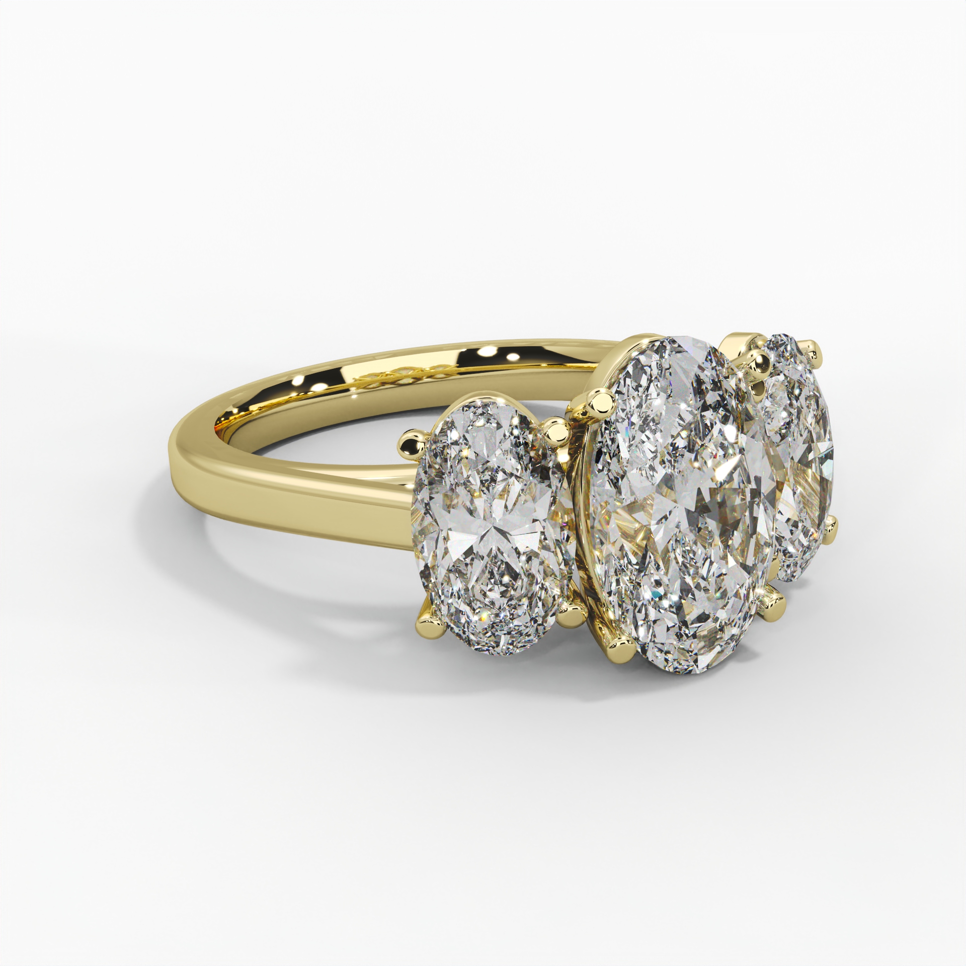 Oval Cathedral Trilogy Engagement Ring thumbnail 5
