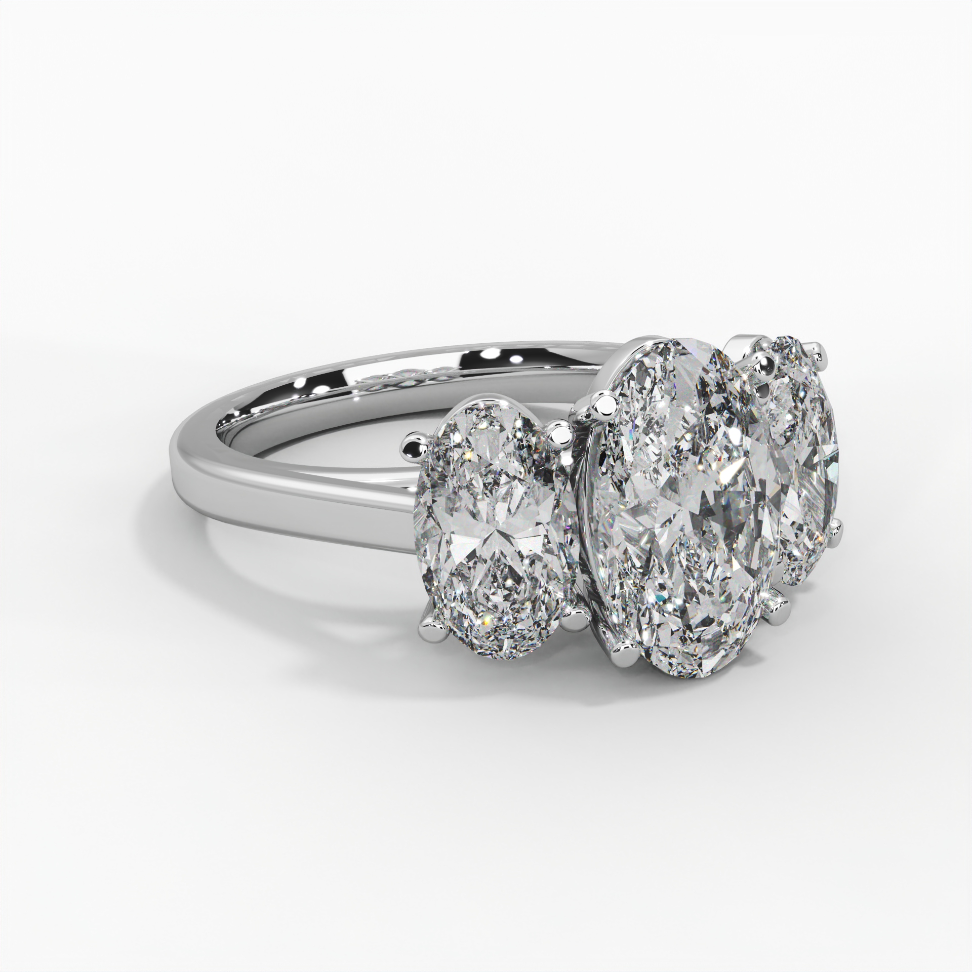 Oval Cathedral Trilogy Engagement Ring thumbnail 4
