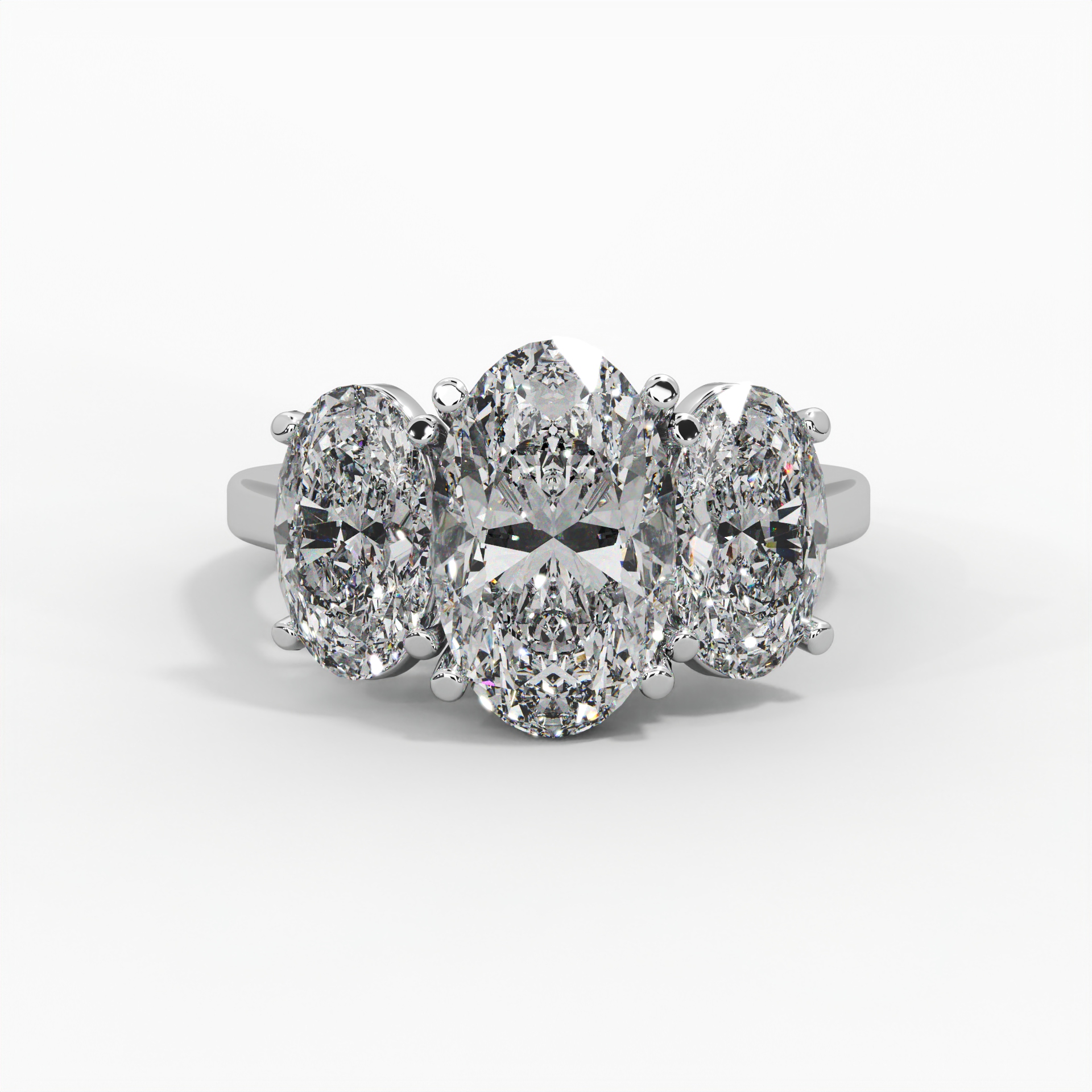 Oval Cathedral Trilogy Engagement Ring thumbnail 3