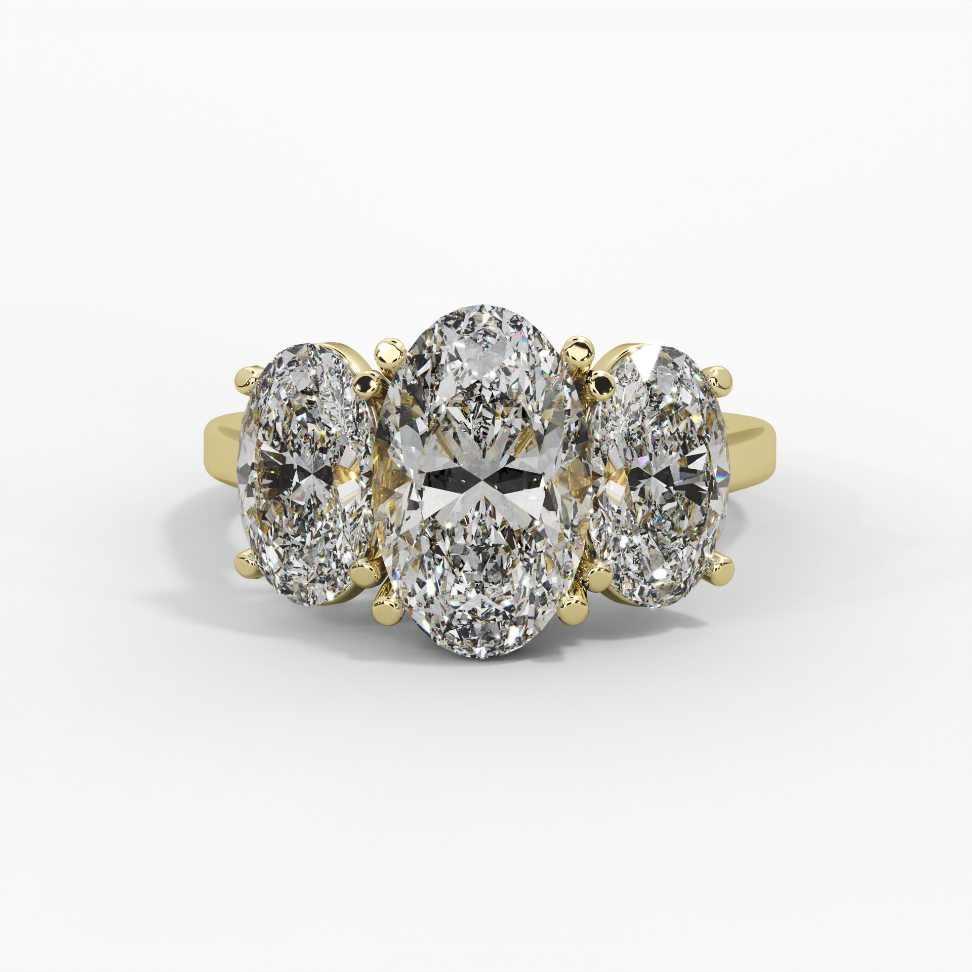 Oval Cathedral Trilogy Engagement Ring